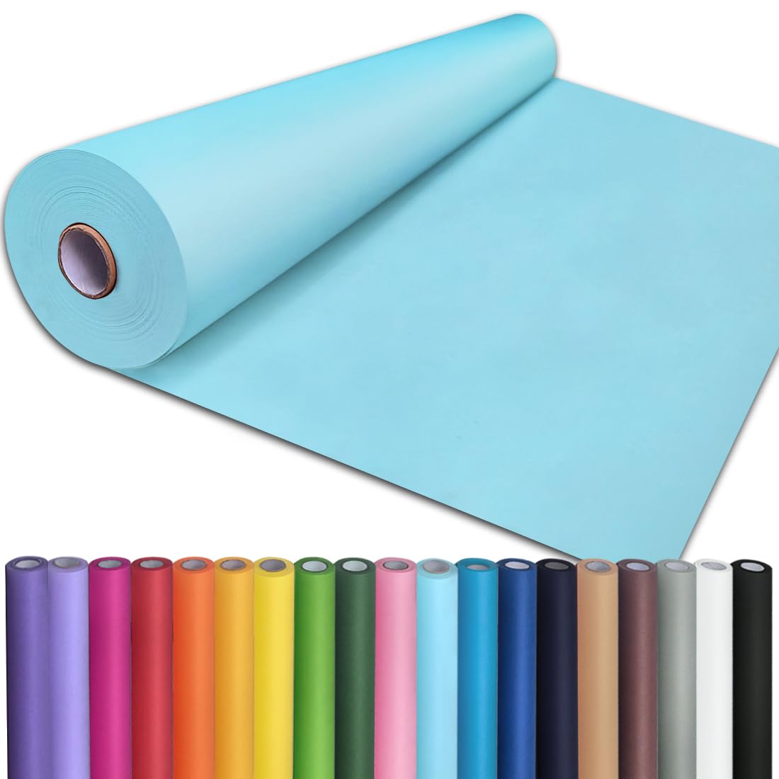 PerkHomy 24" x 2,400" (200') Light Blue Kraft Paper Roll for Craft Bulletin Board Paper Art Table Covering Crafting Gift Wrapping Bouquet Packing Parcel 80GSM 55LB (Light Blue, 24" x 200')
