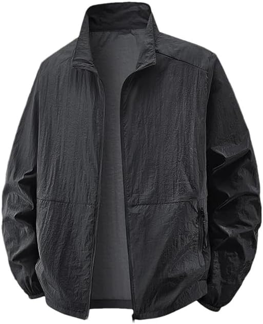 Men's Lightweight Loose Fit Casual Stand Collar Jacket Workwear Outerwear Casual Long Sleeve Coat