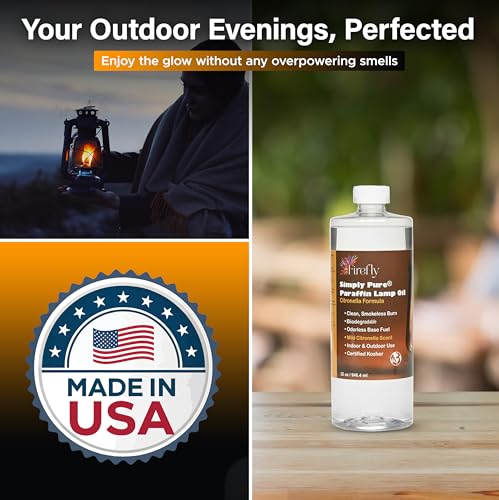 Image of Firefly Fuel Premium Liquid Paraffin Lamp Oil for Indoor Use 32 oz - Indoor Smokeless Odorless Paraffin Oil Fuel for Lamps, Lantern, Candle, Citronella, Kosher (Pack of 2)