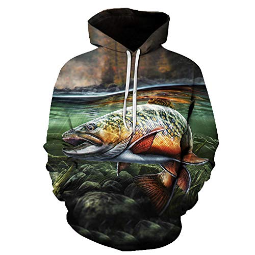 COAOBO Pull À Capuche Unisexe 3D pour Enfant,Filles Garçons Sweat À Capuche Poisson 3D Imprimer Enfants Sweatshirts Unisexe Poches À Capuche Pull pour Enfants 4-16Y-150Cm Cover