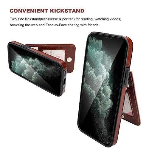 Kihuwey Compatible With Iphone 12 Mini Case Wallet With Credit Card Holder, Premium Leather Magnetic Clasp Kickstand Heavy Duty Protective Cover For Iphone 12 Mini 5.4 Inch(Brown) #TOP4