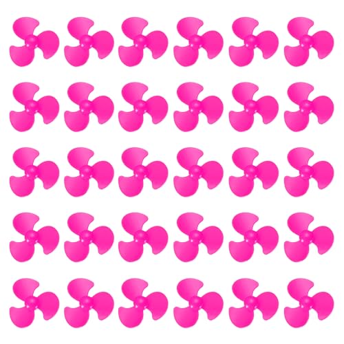 QUARKZMAN Hélice De Eje De Motor DC De 2mm, Hélice Plástica Redonda De 3 Aspas En Forma De Ventilador De 30mm para Aviones Modelo DIY,, Motor De Barco RC, Micro (Rojo Rosa, Paquete De 30)