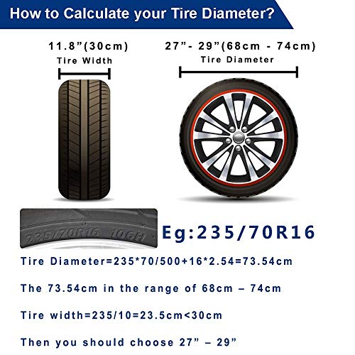 Image of RV Tire Covers 4 Pack, Waterproof 300D Oxford Wheel Protectors, UV Sun Snow Dust Protection, Universal Fit 24 inch-32 inch Diameter for Trailer Camper Truck Van (27-29 inch)
