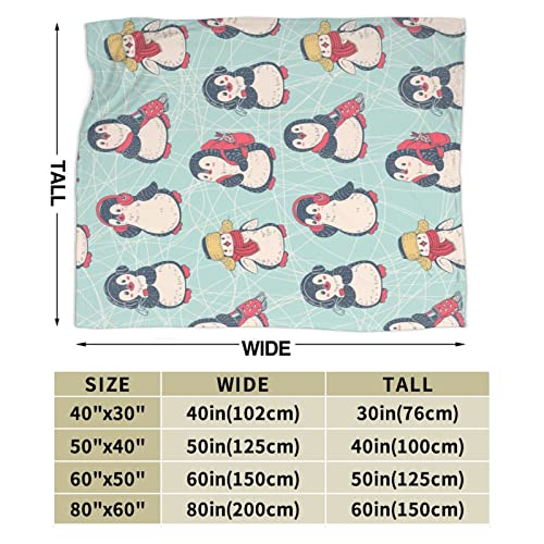 Majoug Cute Musical Penguin Pattern Throw Blanket Soft Lightweight Cozy Premium Flannel Warm Bed Blanket For Bedroom Living Couch All Seasons 50"X40" #TOP2