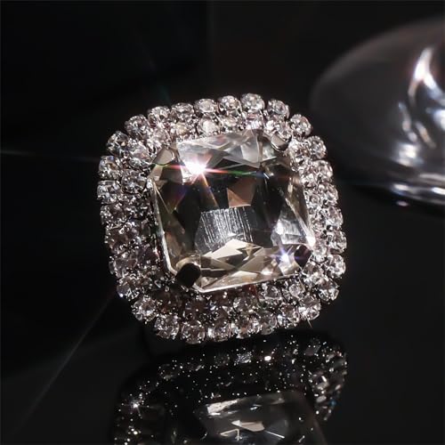 Sparkling Rhinestone Ring Bohemia Thick Large Oval Geometric Ring Square Princess Rings Fashion Heart Zircon Crystal Ring Prom Wedding Party Ball Rings for Women2