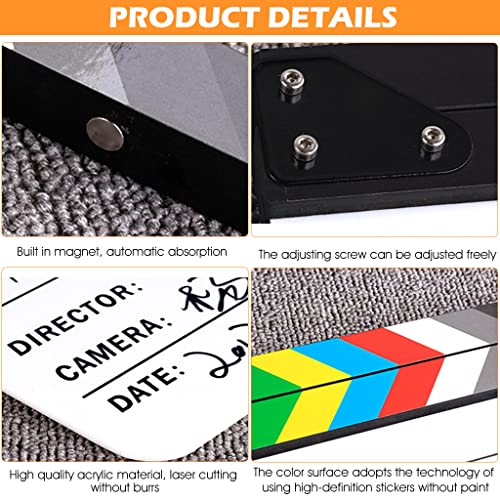 Image of ZIBUYU Movie Clap Board Stage Prop Acrylic Studio Camera Photography Director Film Clapper Board Clapboard Size - 10''x12 inch