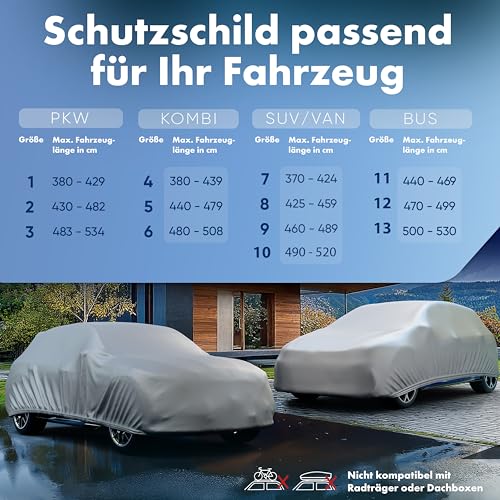 WALSER Abdeckplane Auto All Weather, Abdeckplane wasserdicht, 100% wetterfeste Auto Abdeckung, Autoabdeckung Outdoor, Abdeckung wasserdicht, Autoplane Vollgarage Größe 1 PKW Silber