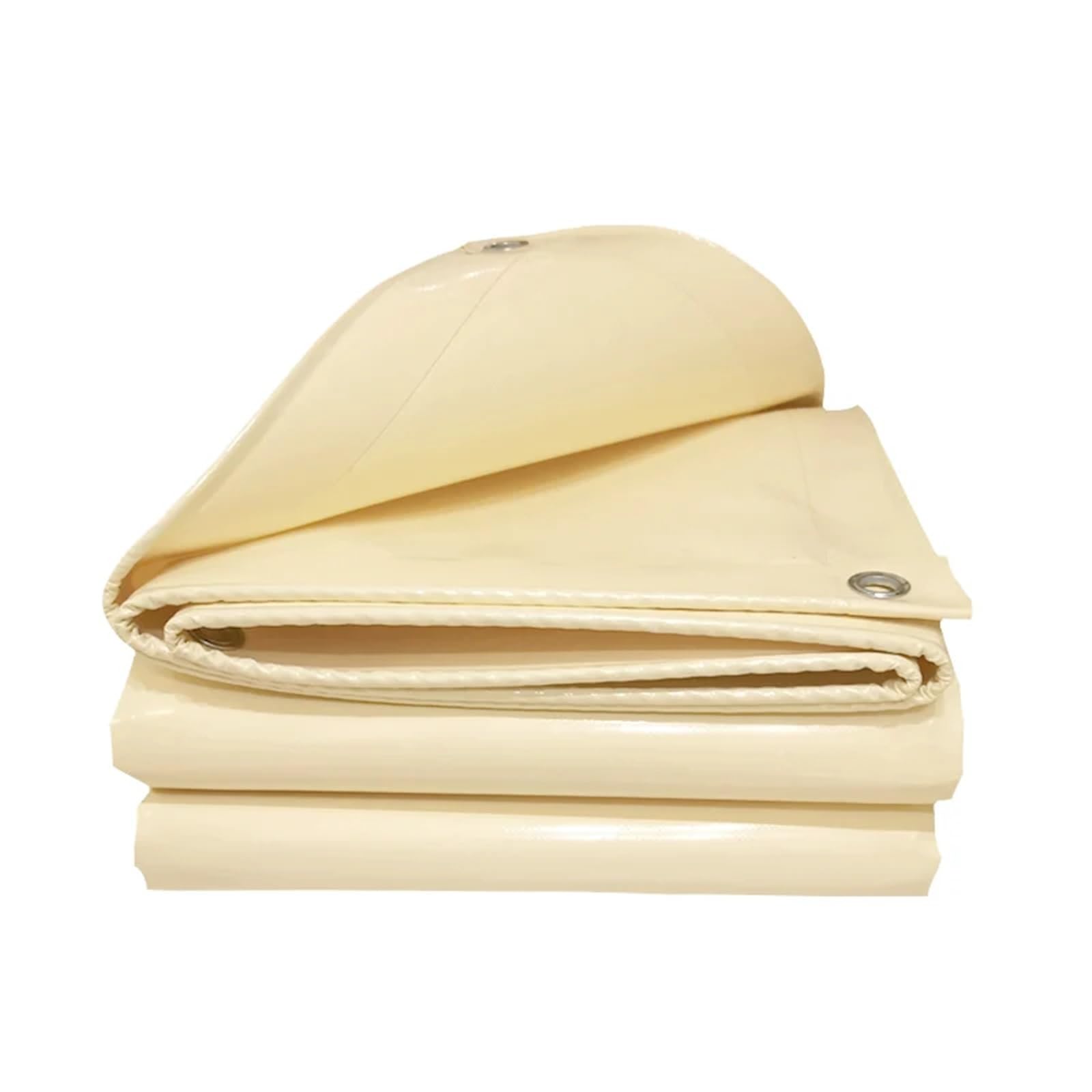 GJZQDKX 500GSM Heavy Duty Waterproof Tarps -PVC Tarpaulin for Camping Tents Gazebos Awnings Groundsheet Shed Cover Beige 3x8m - All-Weather Protection
