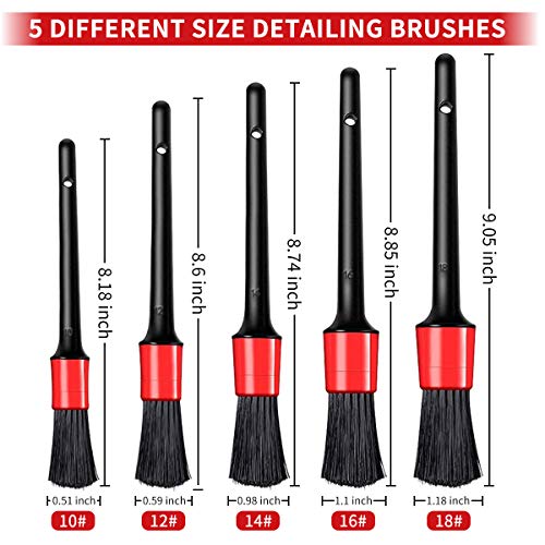 10 Pcs Wheel & Tire Brush Detailing Brushes Set - 16 Inch Long Rim Brush, 5Pcs Sizes Car Detailing Kits, Short Handle Tire Brush, 3Pcs Wire Brushes for Cleaning Car, Motorcycle, Interior, Exterior - Thumbnail 2