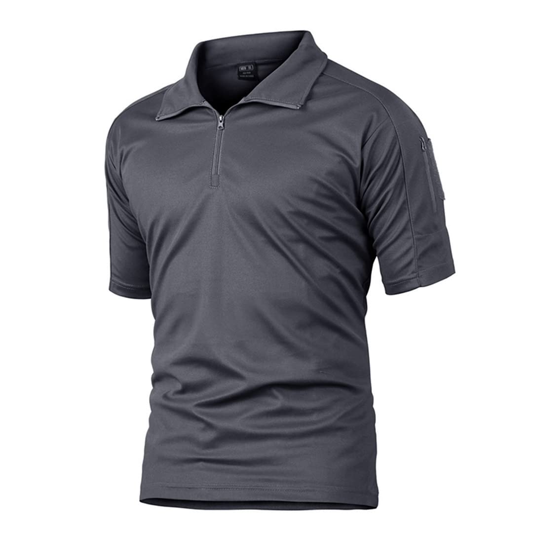 T-Shirt Rapide a Maniche Corte estive da Uomo Combattimento tattico Militare Lavoro di Squadra Escursionismo Sport (Grigio Chiaro L)