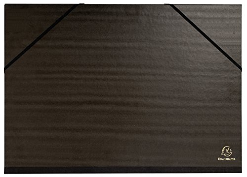 Exacompta - 548015E - 1 tablero de dibujo kraft negro barnizado - con gomas y 3 solapas - fondo y esquinas de lona - dimensiones 32 x 45 cm - formato para archivo A3 (297 x 420 mm) - color negro