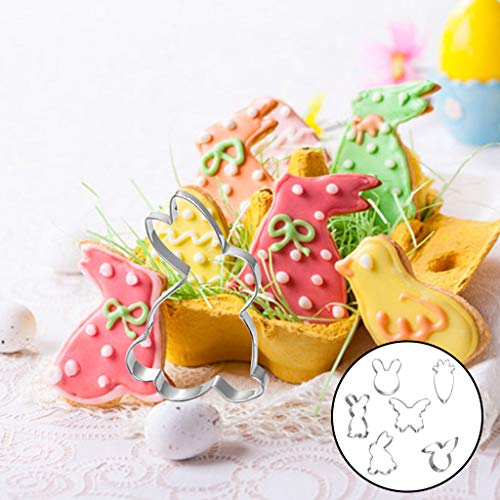 Conjunto de 6 cortadores de biscoito de Páscoa para crianças – Molde de biscoito em forma de desenho