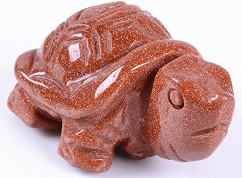 36mm Hand Carved Gemstone Gold Sandstone Turtle Figurine Statue Stone 1.4"