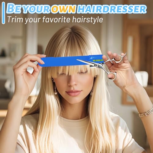 Professional Hair Styling Tools: DIY Layering and Trimming Kit with Clips, Guide for Bangs, Layers, Split Ends - Blue - Image 4