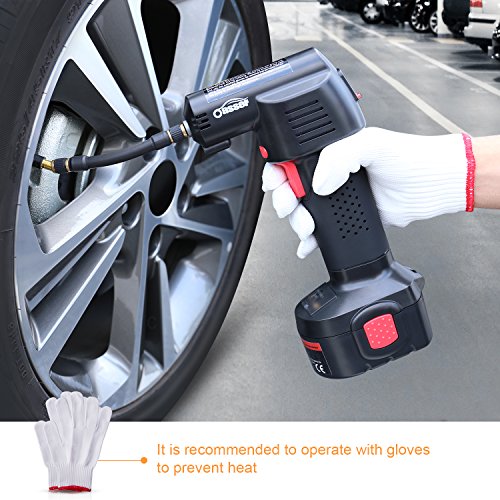 Oasser Air Compressor Tire Inflator Bicycle Pump Electric Handheld Air Compressor Portable With 6600Mah Battery Pack Lcd Screen 12V110V 130Psi Storage Bag Gloves P2 #TOP1