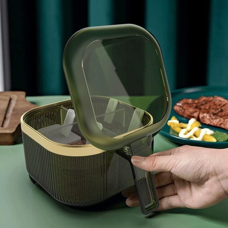 Gewürzspender, Gewürzbox, Gewürzbox mit 4 Fächern, for Haushalt und Küche, Gewürzgläser, Dosen, Zucker, Salz, Mononatriumglutamat, Aufbewahrung von Gewürztöpfen, Flaschen, einfach (Farbe: Gelb, Größe(