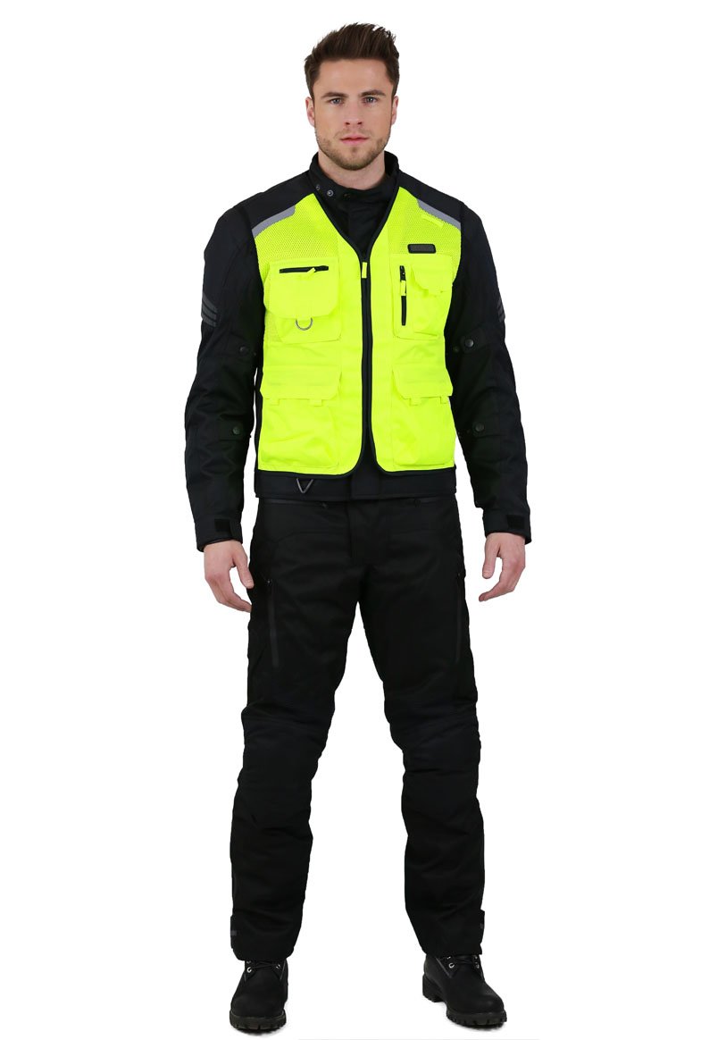 Nerve Touring Chaleco Reflectante de Seguridad Diseño Retro, Verde Fluorescente, XS-S