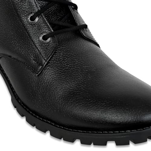 Image of Allen Cooper Genuine Premium Leather Luxury Memory Foam High-Top Boots Shoes For Men(ACCS-823,Black,Size-6,7,8,9,10,11)