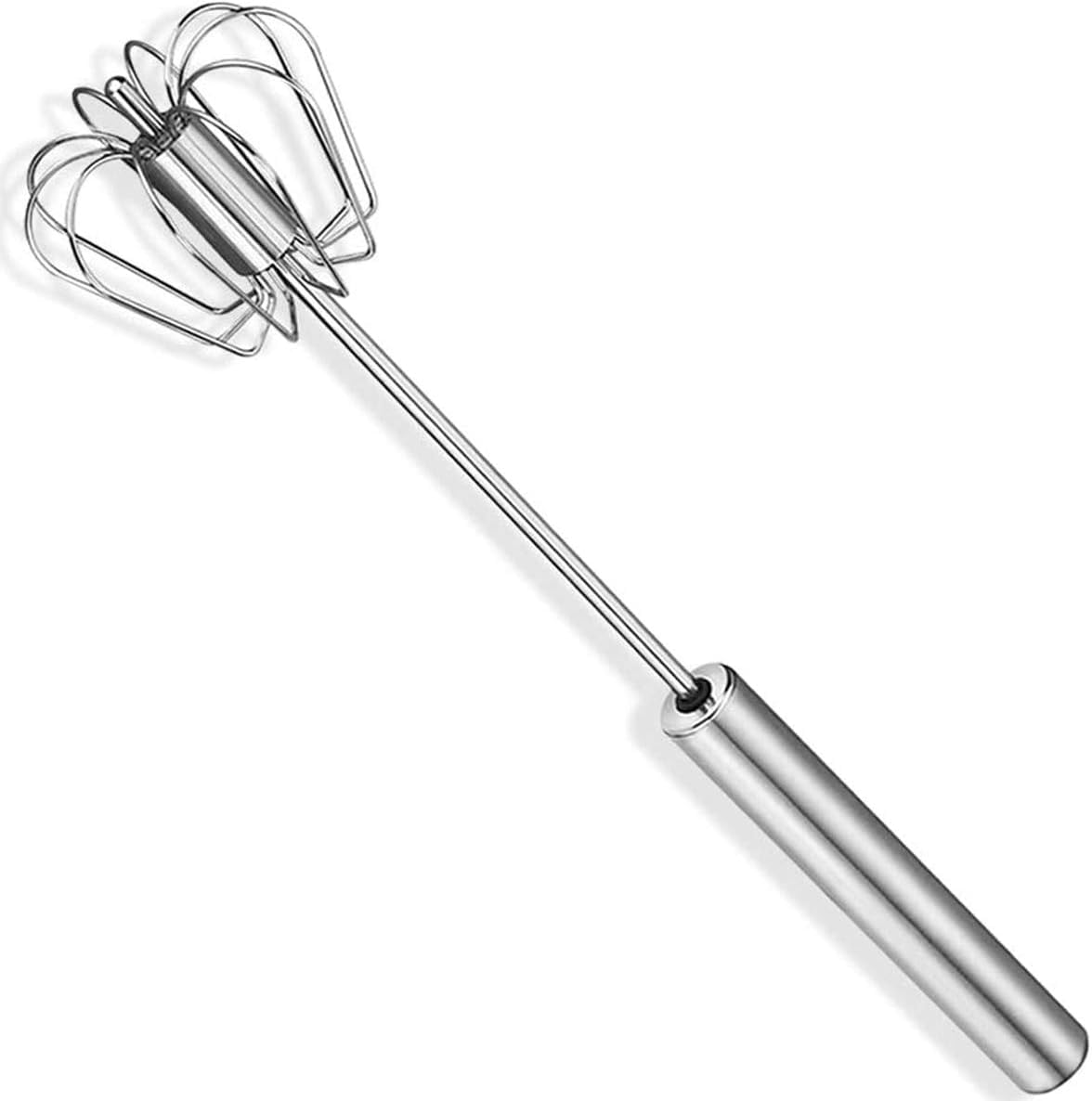 Stainless Steel Semi-Automatic Egg Whisk 13”, Hand Push Egg Beater Mixer Blender for Kitchen Cooking
