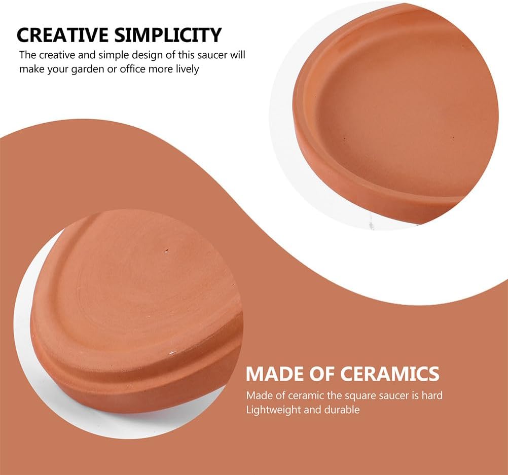 5 Pcs Pottery Plant Saucers, 6. 2 Inch Clay Pot Trays for Indoor and Outdoor Plants, Chocolate Terracotta Flower Pot Holder, Waterproof Planter Plates for Home and Office