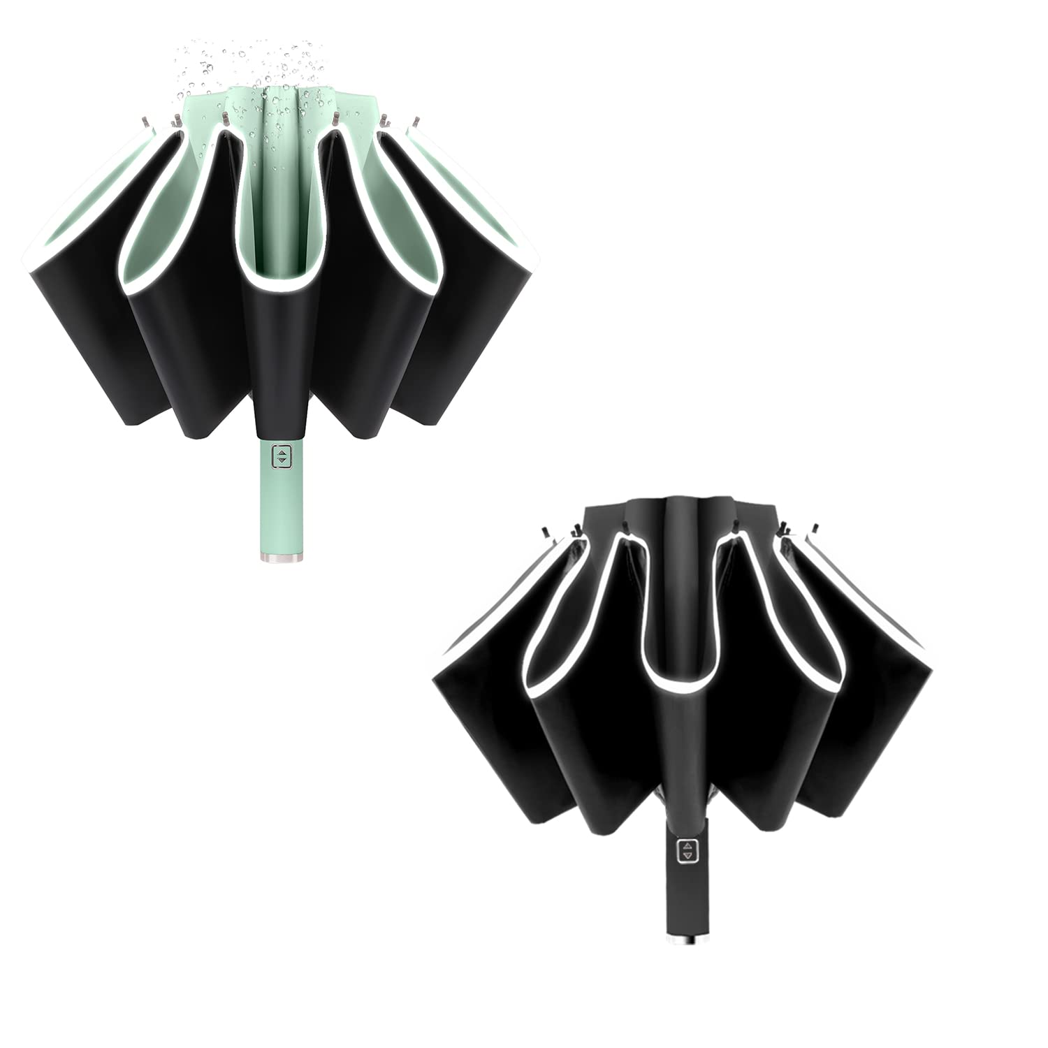 BAODINI Inverted UV Umbrella for Rain and Sun Medium Size UPF 50+ Rverse Compact Umbrella Auto Open Close