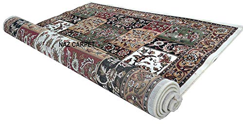 Image of Kashmiri Traditional Woollen Carpet with Advanced 1 Inch Thickness & Classical Look 240x335cm (8x11 Feet) Color White