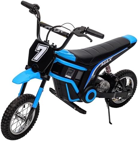 Hetoy Electric Dirt Bike, 350W Electric Motorcycle-Up to 14.29MPH, 3-Speed Modes Motorcycle for Kids Ages 3-10, Max Weight 135 lbs. (Blue-7)