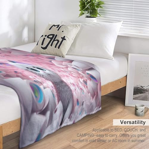 Couverture Polaire Flannel Chat Mignon Plaid Chaud Canapé 140x180