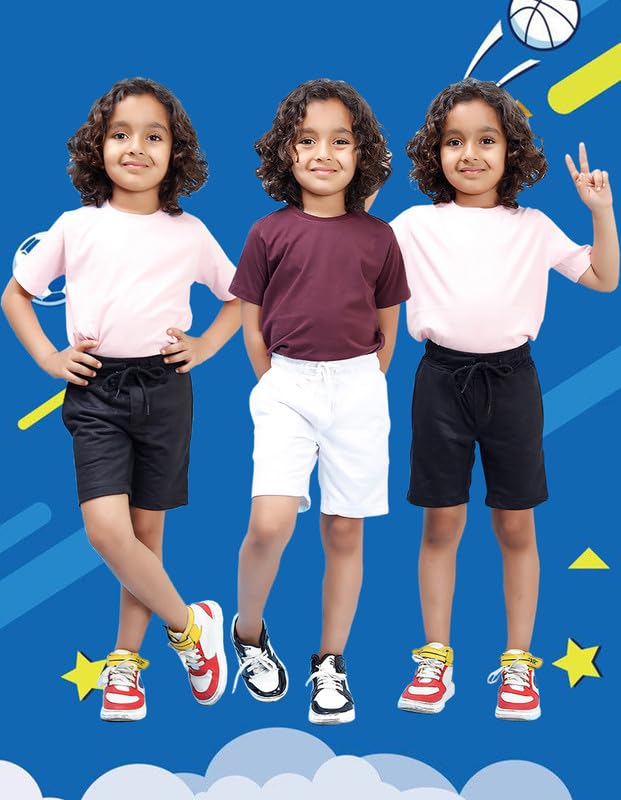Image of Nusyl Solid & Printed Cotton Blend Shorts for Boys | Comfortable Casual Shorts | Soft Breathable Fabric with Elastic Waistband | Relaxed Fit | 2-16 Years | Multiple Colors
