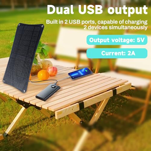 DewinLVD 10W 5V Solarpanel, Ausgang Dual-USB-Port 2A, bequemes Solarpanel-Ladegerät, Ladegerät für Rucksack, geeignet für Outdoor-Aktivitäten, Wandern, Camping