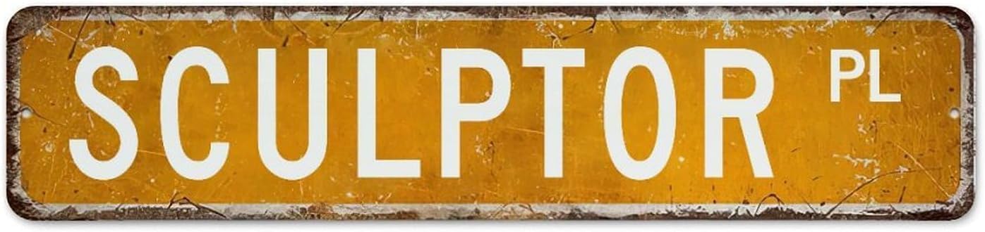 Peiyeety A003 Fashion Chic Sculptor Vintage Metal Tin Sign Profession Wall Decor, Artistic Professional Accent For Country Cabin Entryway Kitchen Home Man Cave Zones 4X16 Inch
