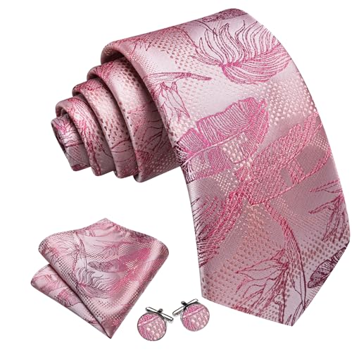 Image of Barry.Wang Classic Mens Ties Silk Necktie Pocket Square Cufflinks Set Woven Designer Wedding Business