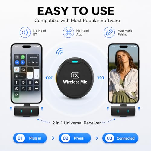 Image of EMBOX Omnidirectional Mic for YouTube | Plug & Play Wireless Mic Set 30m Range | Microphone for Video Recording DSP Noise Cancellation Collar Mike LED Type C for Vlogging, Podcast