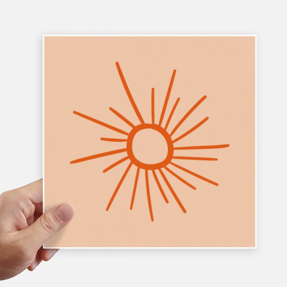 Autocollant carré de 20 cm soleil orange pour customiser une valise ou un ordinateur portable