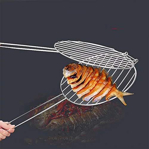 QJJML Bold Stainless Steel Grilled Fish Clips, Detachable Grilled Fish Oven/Grilled Fish Net/Grill
