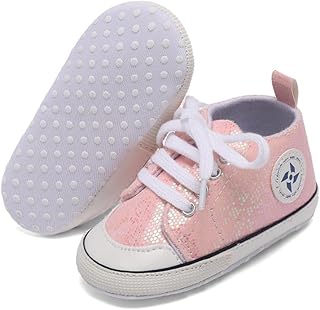 Newborn Baby Girls Boys Canvas Shoes Infant Soft Sole Slip On First Walkers Sneaker Toddler Flat Loafers High Top Crib Denim Unisex Moccasins Shoe