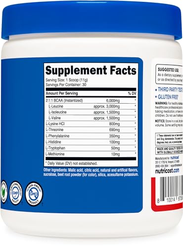 Image of Nutricost EAA Powder 30 Servings (Fruit Punch) - Essential Amino Acids - Non-GMO, Gluten Free, Vegetarian Friendly (Pack of 2)