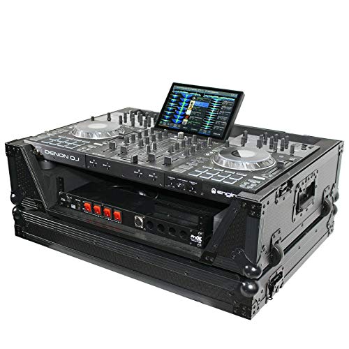 ProX XS-PRIME 4WBL2U Flight Case for Denon Prime 4 Standalone DJ System W-2U Rackspace and Wheels | Black on Black