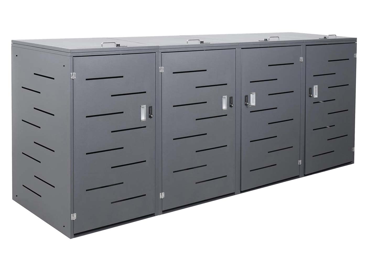 4er-Mülltonnenverkleidung HWC-E83, Mülltonnenbox Mülltonnenabdeckung, erweiterbar 117x263x80cm - anthrazit, Stahl 108kg
