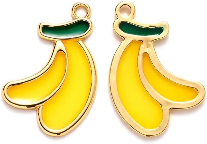 DanLingJewelry 10 pcs Gold Resin Charms Bulk Banana Charms for Jewelry Making DIY Craft 27x18mm