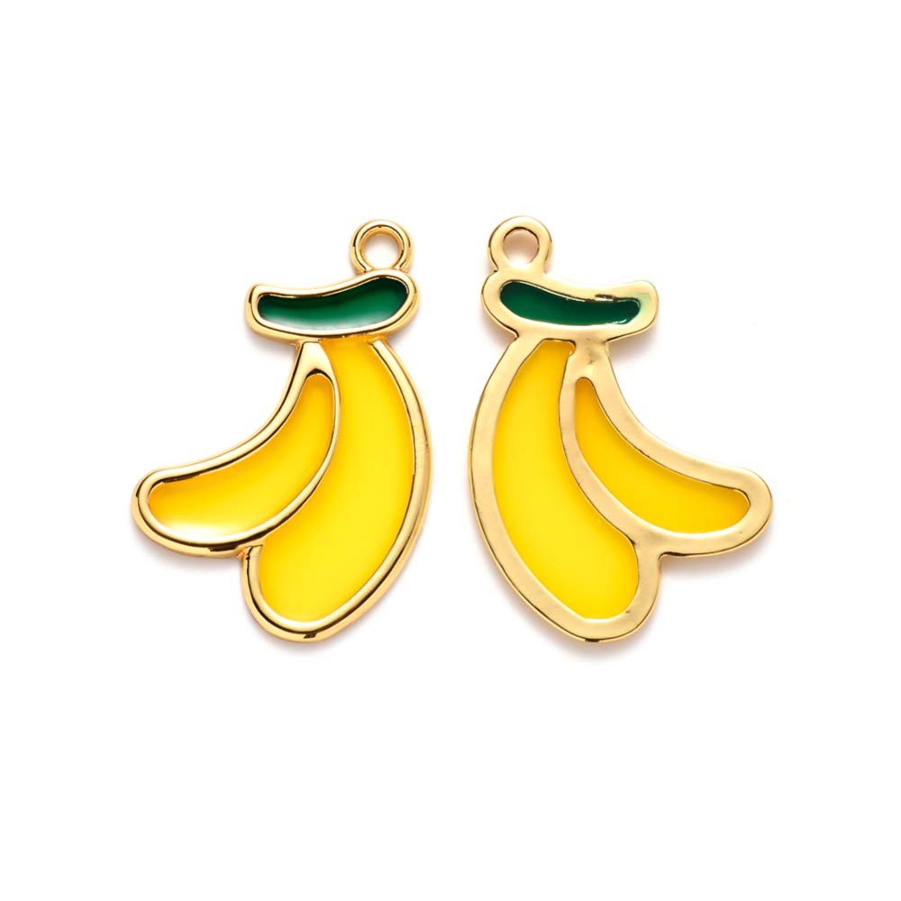 DanLingJewelry 10 pcs Gold Resin Charms Bulk Banana Charms for Jewelry Making DIY Craft 27x18mm