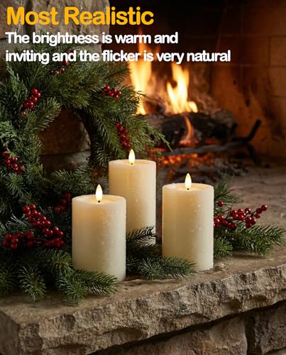 Image of Gmnee 3 inchx6 inch Outdoor Waterproof Flameless Candles with Remote Timers Plastic | 2 Pack Battery Operated Candles, LED Candles, Electric Fake Pillar Candles for Patio, Porch, and Lanterns Decor (Ivory)