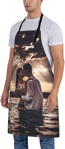 Miniatura 3 de Delantal personalizado para adultos, delantales personalizados con bolsillos, añade tu logotipo y foto, delantal impermeable ajustable personalizado