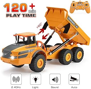 Volvo RC Truck Dump Truck RC Articulated Hauler with Rechargeable Battery 120 Min