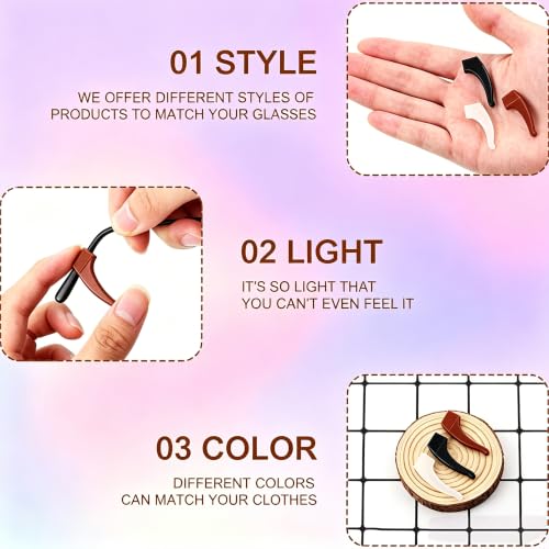 Image of MOLDERP Glasses Ear Grips, 20 Pairs Kids And Adults Glasses Anti-Slip, Silicone Elastic Eyeglasses Temple Tips Sleeve Retainer, Prevent Eyewear Sunglasses Spectacles Glasses Slipping (Clear,Black, M)
