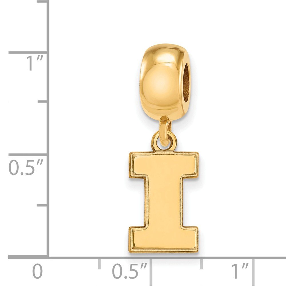 Illinois Bead Charm Small (1/2 Inch) Dangle (Gold Plated)