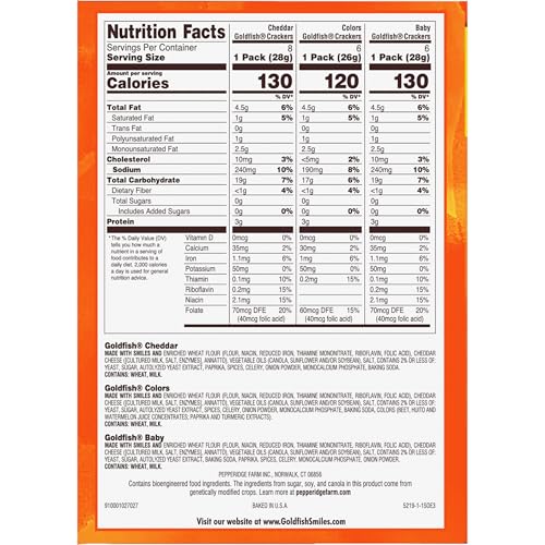 Image of Goldfish Family Faves Cheese Cracker Snack Packs, 20 Count Variety Pack
