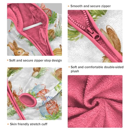 OTVEE Spring Easter Rabbits Eggs Kids Hoodie Jacket Fall Spring Full Zip Warm Outwear Coat3