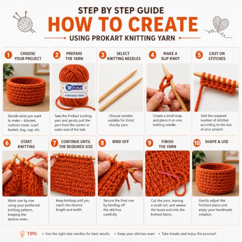 Image of ProKart Premium Blankie Wool, Plush & Cuddly, Blanket Thick /Mottu Yarn Ball Suitable for Hand Knitting, Adult, Sweaters, caps, Throws, Scarves, Blankets (Carrot, 100gms x 1 Pack)