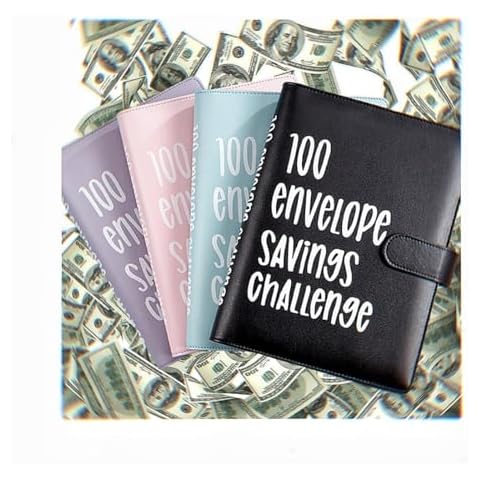 100 envelopes money saving challenge, Savings Challenges Sheets，Easy and Fun Way to Save $5,050, Budget Binder with Cash Envelopes, savings challenges book with envelopes (Color : Purple) Cover